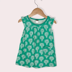 Tea Collection dress turquoise with white print flutter sleeve size 12-18 months